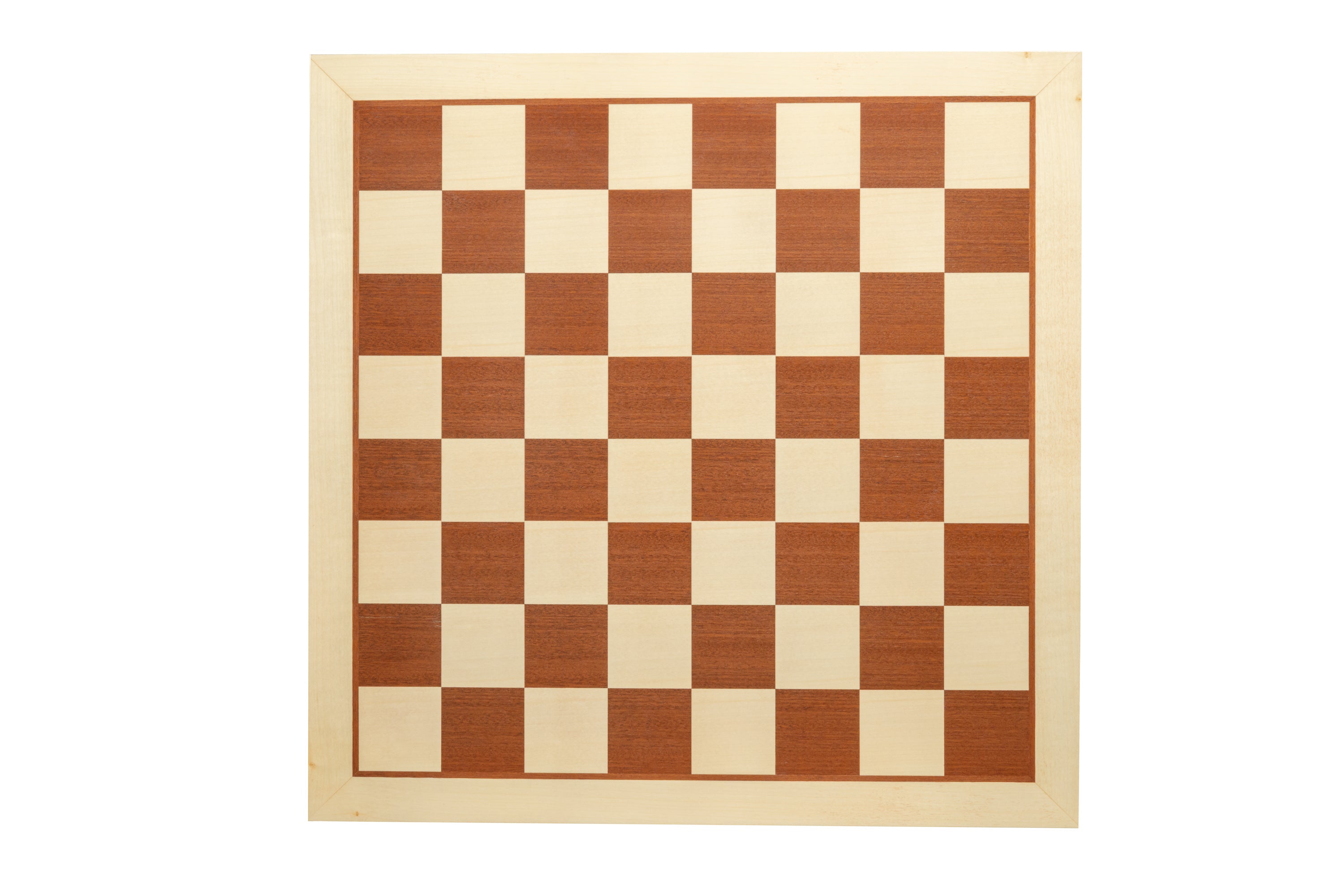 Echiquier en marqueterie de bois d'acajou et sycomore - échiquier classique de Taille 6 avec les bords clairs et sans les coordonnées - Echiquier en marqueterie de bois d'acajou et sycomore - échiquier classique de Taille 6 avec les bords clairs et sans les coordonnées