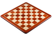 Échiquier Luxe avec les coins arrondis, en bois massif en marqueterie de bois de padouk et de buis (cases de 58x58mm) - échiquier de taille 6 sans coordonnées