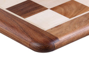 Échiquier Luxe avec les coins arrondis, en bois massif en marqueterie de bois d'acacia et de buis (cases de 55x55mm) - échiquier de taille 5+ sans coordonnées