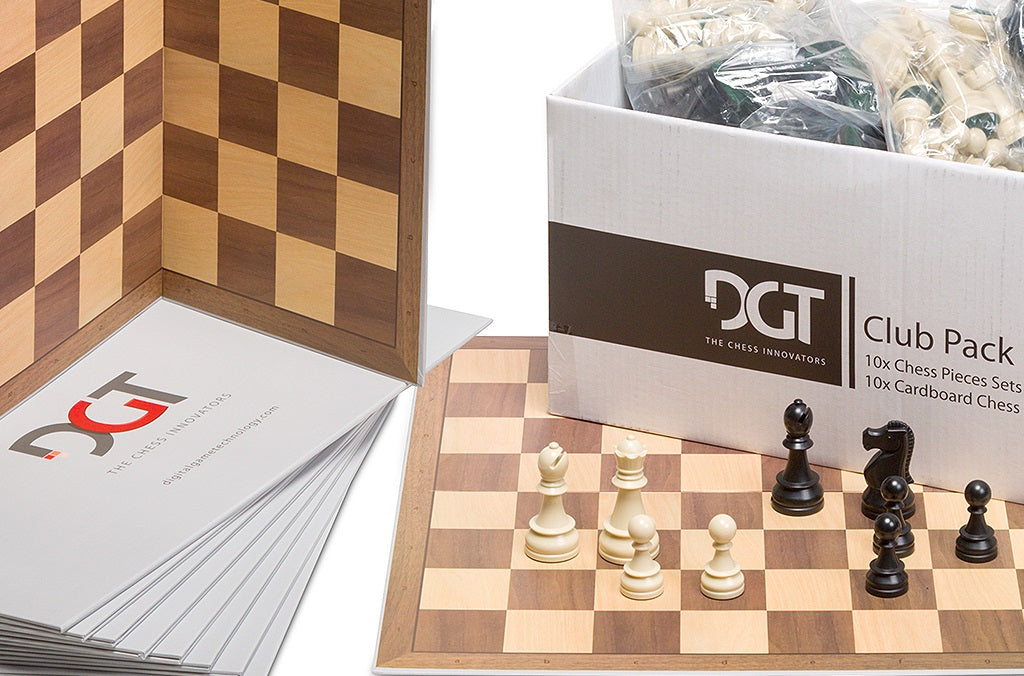 PACK CLUB DGT -  l'ensemble destiné aux clubs et écoles d'échecs qui comprend 10 x set : pieces d'échecs + échiquiers de taiile 6 - PACK CLUB DGT -  l'ensemble destiné aux clubs et écoles d'échecs qui comprend 10 x set : pieces d'échecs + échiquiers de taiile 6