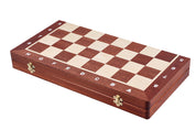 Echiquier pliant en marqueterie de bois d'acajou et de sycomore - coffret luxe de taille 5 (48x48cm)