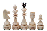 Jeu d'échecs INDIEN en bois de charme avec l'échiquier de marqueterie en bois d'acajou et sycomore, de grande taille  (50 x 50cm) - Ensemble Complet