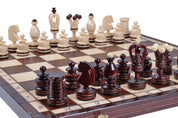 Jeu d'Echecs ROYAL avec incrustations en laiton, en bois bois de sycomore, de grande taille (49 x 49cm) - Ensemble Complet