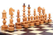 Jeu d'd'échecs POLONAIS ANCIEN en bois de cerisier sauvage, de grande taille (56 x 56 cm)