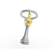 Porte clé - Roi Pièce échecs argentée et dorée