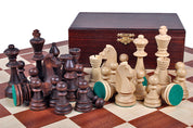 Les pièces d'échecs en bois STAUNTON de taille 6 avec la boîte de rangement en bois foncé