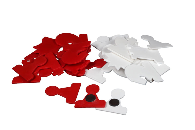 L'ensemble de PIÈCES MAGNÉTIQUES blanches et rouges pour les échiquiers muraux magnétiques de démonstration - L'ensemble de PIÈCES MAGNÉTIQUES blanches et rouges pour les échiquiers muraux magnétiques de démonstration