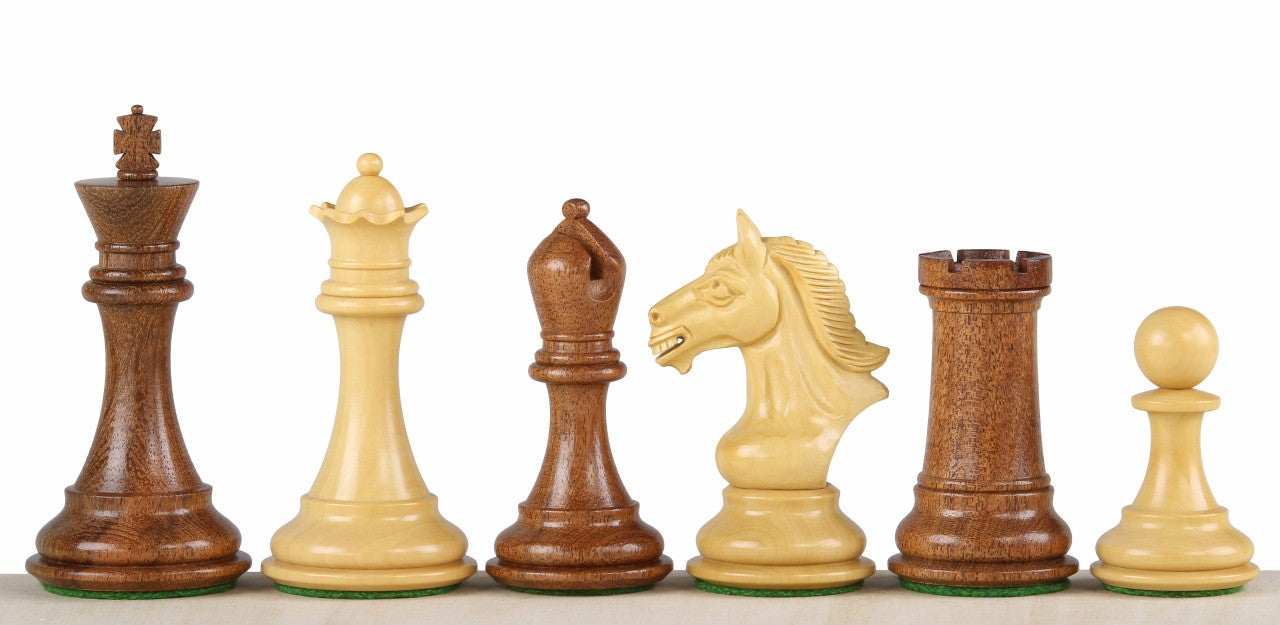 Pièces d'échecs Derby Acacia en bois d'acacia et de buis - Taille 4,00'' - Pièces d'échecs Derby Acacia en bois d'acacia et de buis - Taille 4,00''