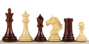 Pièces d'échecs Derby Redwood en bois de padouk et buis - Taille 4,00''