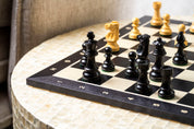 Pièces d'échecs French en bois de buis teinté et naturel - Taille 3,50''