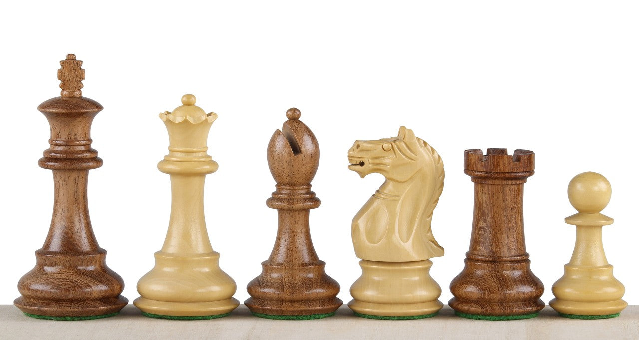 Pièces d'échecs Oxford en bois d'acacia et de buis - Taille 3,75'' - Pièces d'échecs Oxford en bois d'acacia et de buis - Taille 3,75''