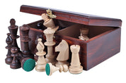 Les pièces d'échecs en bois STAUNTON de taille 5 avec la boîte de rangement en bois foncé