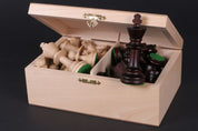 Les pièces d'échecs en bois STAUNTON de taille 6 avec la boîte de rangement en bois clair