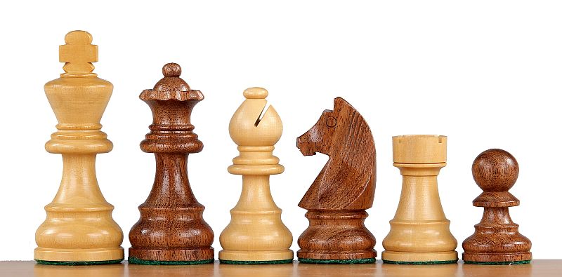 Pièces d'échecs German Knight (Timeless) en bois d'acacia et buis - Taille 3,00'' - Pièces d'échecs German Knight (Timeless) en bois d'acacia et buis - Taille 3,00''