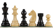 Pièces d'échecs German Knight en bois de buis teinté et naturel - Taille 3,75''