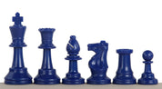 Pièces d'échecs bleues en plastique feutrées de taille 6