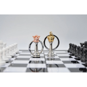 Porte clé - Roi Pièce échecs argentée et dorée