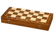 Echiquier pliant en marqueterie de bois d'acajou et d'érable - coffret luxe de taille 5 (45x45cm)