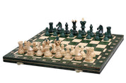 Jeu d'échecs AMBASSADEUR Green en bois de charme, de grande taille (54 x 54cm) - Ensemble Complet