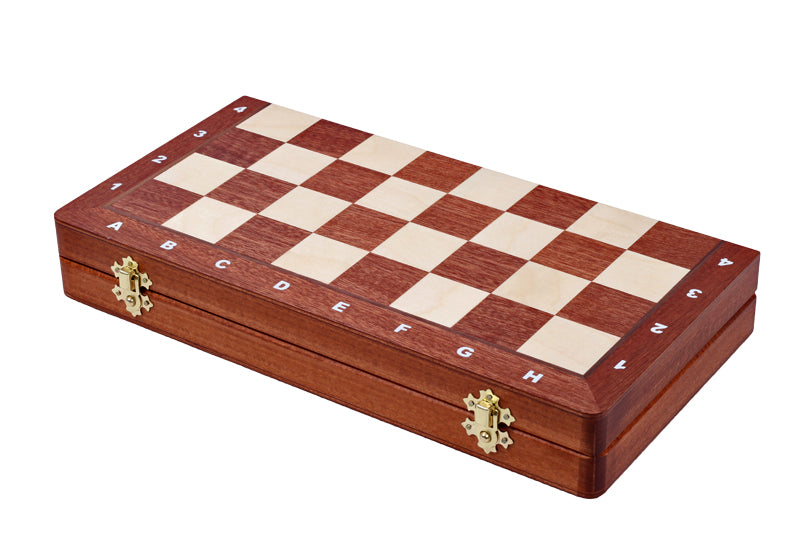 Echiquier pliant en marqueterie de bois d'acajou et de sycomore - coffret luxe de taille 4 (40x40cm) - Echiquier pliant en marqueterie de bois d'acajou et de sycomore - coffret luxe de taille 4 (40x40cm)