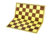 Échiquier cartonné pliant en 2 marron/jaune - échiquier + damier 10x10