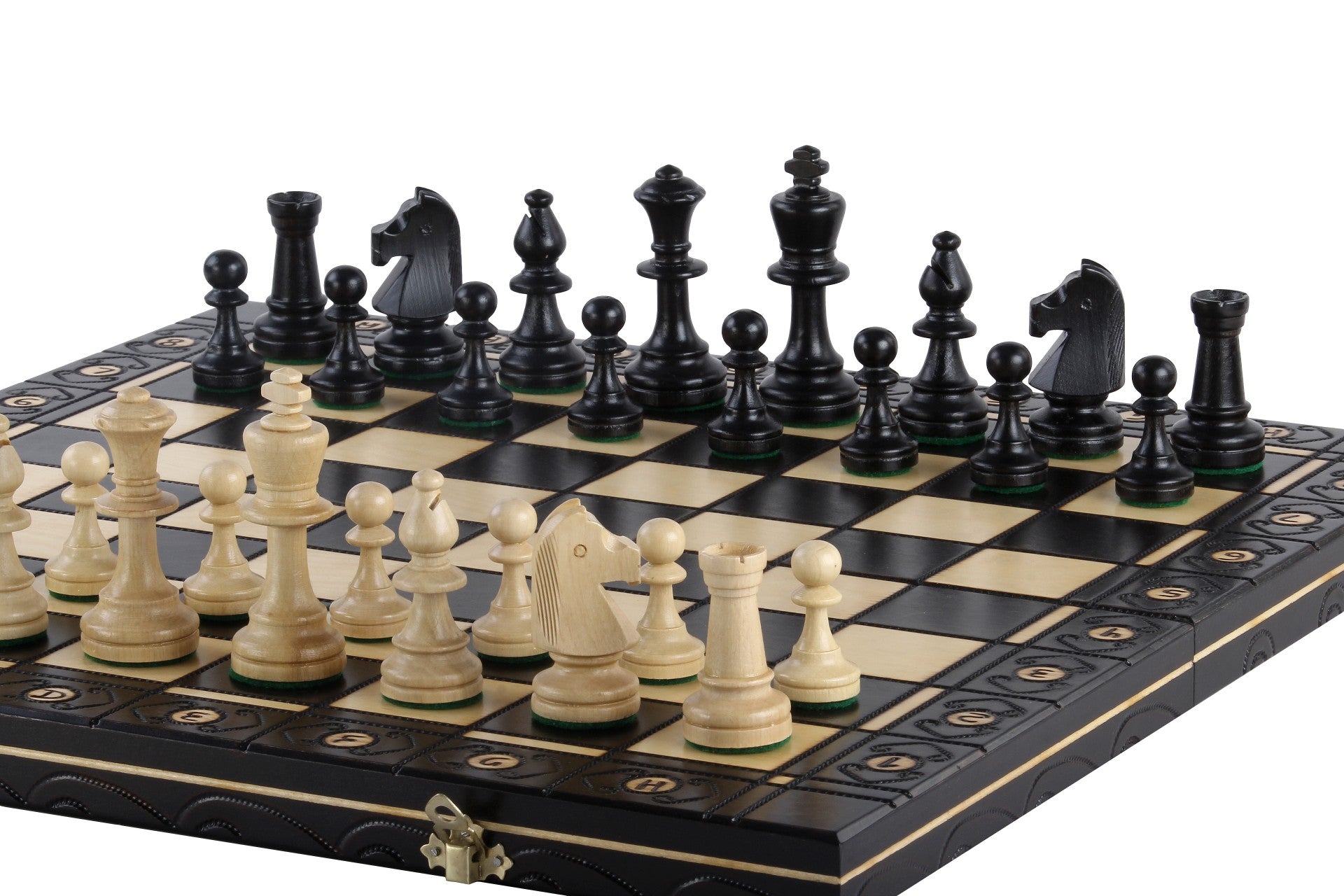 Jeu d'échecs CONSUL Black en bois de charme, de grande taille (48 x 48cm) - Ensemble Complet, couleur noire - Jeu d'échecs CONSUL Black en bois de charme, de grande taille (48 x 48cm) - Ensemble Complet, couleur noire
