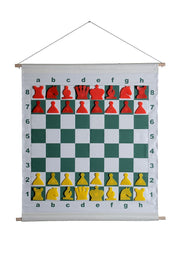 Échiquier murale magnétique roulable - L'ensemble complet (échiquier + pièces + sac)
