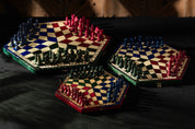 Jeu d'échecs en bois YALTA 3 Joueurs de petite taille (32 x 28 cm) - jeu tricolore