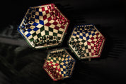 Jeu d'échecs en bois YALTA 3 Joueurs de taille moyenne (35 x 20cm) - jeu tricolore