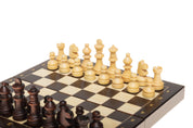 Jeu d'échecs School Mini en bois de charme, de petite taille  (20 x 20 cm) - Ensemble Complet Marron