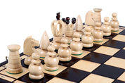Jeu d'Echecs ROYAL en bois de charme, de grande taille (44 x 44cm) - Ensemble Complet