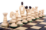 Jeu d'Echecs ROYAL Marron en bois de charme, de petite taille (29 x 29cm) - Ensemble Complet