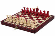 Jeu d'Echecs ROYAL Cherry en bois de charme, de petite taille (29 x 29cm) - Ensemble Complet