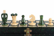 Jeu d'Echecs ROYAL Green en bois de charme, de taille moyenne (34 x 34cm) - Ensemble Complet