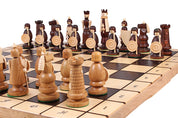 Jeu d'Echecs MAGNAT en bois de chêne, de cerisier sauvage et de sycomore, de grande taille  (55 x 55cm) - Ensemble Complet