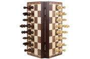 Jeu d'échecs MAGNETIQUE en bois de noyer, pliant, de petite taille (31 x 31cm) - Ensemble Complet