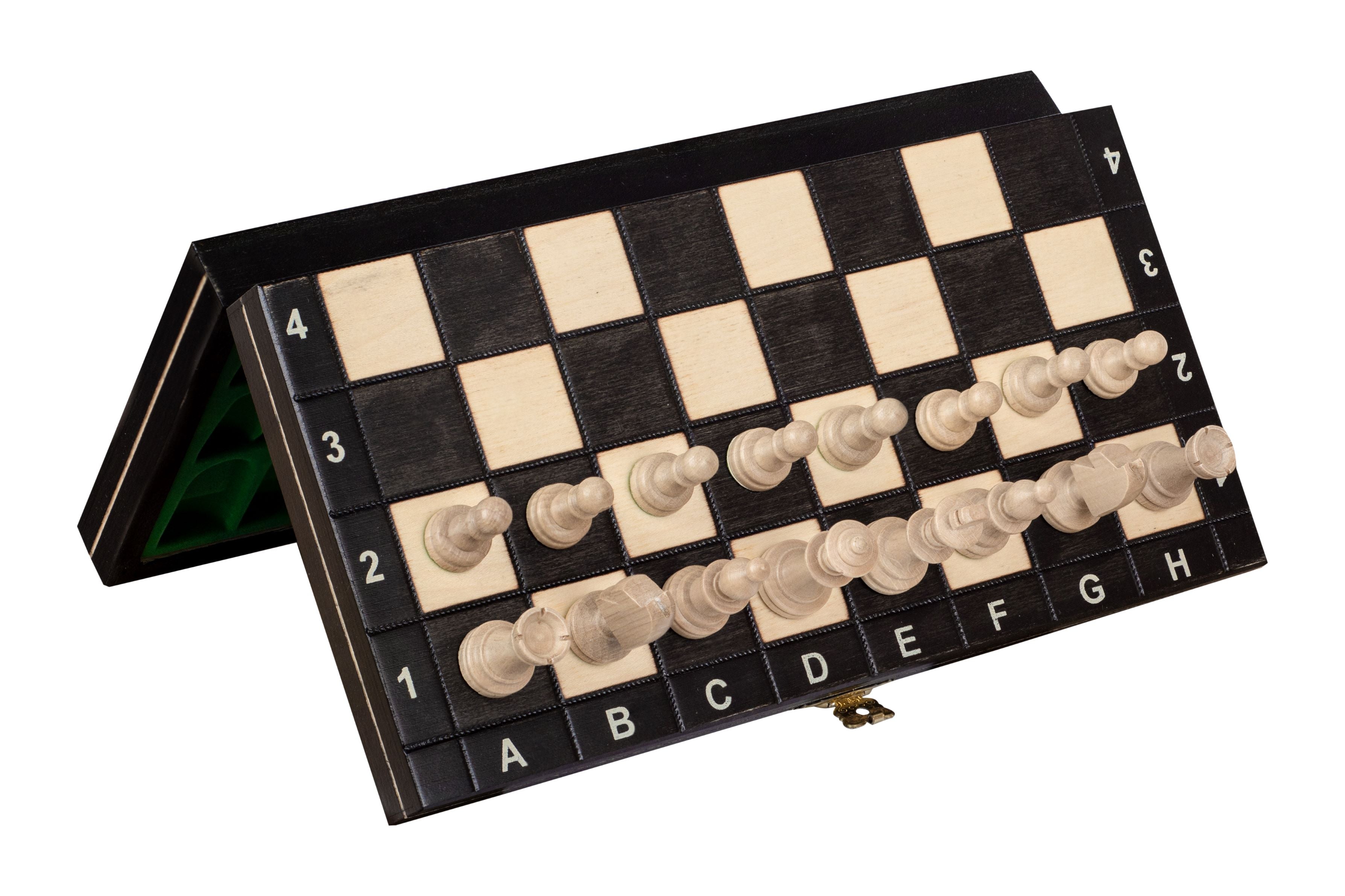 Jeu d'échecs MAGNETIQUE Noir pliant en bois de charme de petite taille (27 x 27cm) - Ensemble Complet - Jeu d'échecs MAGNETIQUE Noir pliant en bois de charme de petite taille (27 x 27cm) - Ensemble Complet