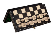 Jeu d'échecs MAGNETIQUE Noir pliant en bois de charme de petite taille (27 x 27cm) - Ensemble Complet