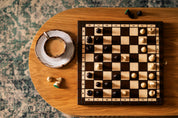 Jeu d'échecs OLYMPIQUE en bois de charme, de taille moyenne (35 x 35m) - Ensemble Complet