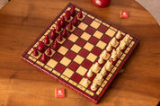 Jeu d'échecs PERLE Rouge (Cerise) en bois de hêtre, de taille moyenne (36 x 36cm) - Ensemble Complet couleur rouge