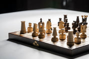 Jeu d'Echecs ROYAL MAXI en bois de charme et de hêtre, de taille moyenne (31 x 31cm) - Ensemble Complet