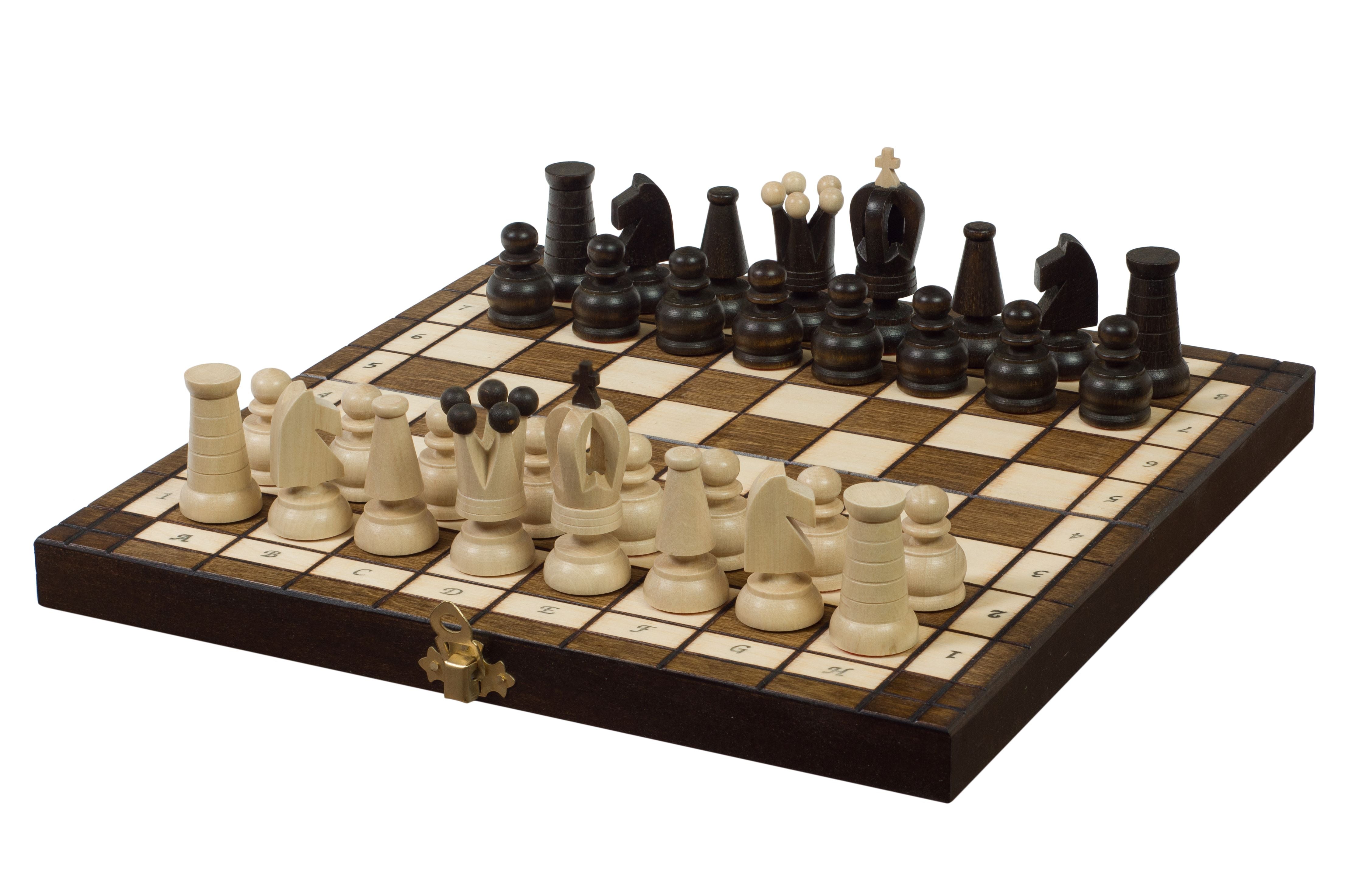 Jeu d'Echecs ROYAL MINI en bois de charme et de hêtre, de petite taille (27 x 27cm) - Ensemble Complet - Jeu d'Echecs ROYAL MINI en bois de charme et de hêtre, de petite taille (27 x 27cm) - Ensemble Complet