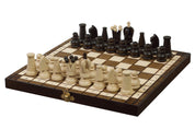 Jeu d'Echecs ROYAL MINI en bois de charme et de hêtre, de petite taille (27 x 27cm) - Ensemble Complet