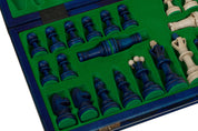 Jeu d'échecs SENATEUR Bleu en bois de charme, de taille moyenne (41 x 41cm) - Ensemble Complet d'une nouvelle gamme