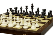Jeu d'échecs d'entraînement de grande taille  - échiquier pliant en bois de taille 5 + pièces d'échecs plombées en plastique de taille 6