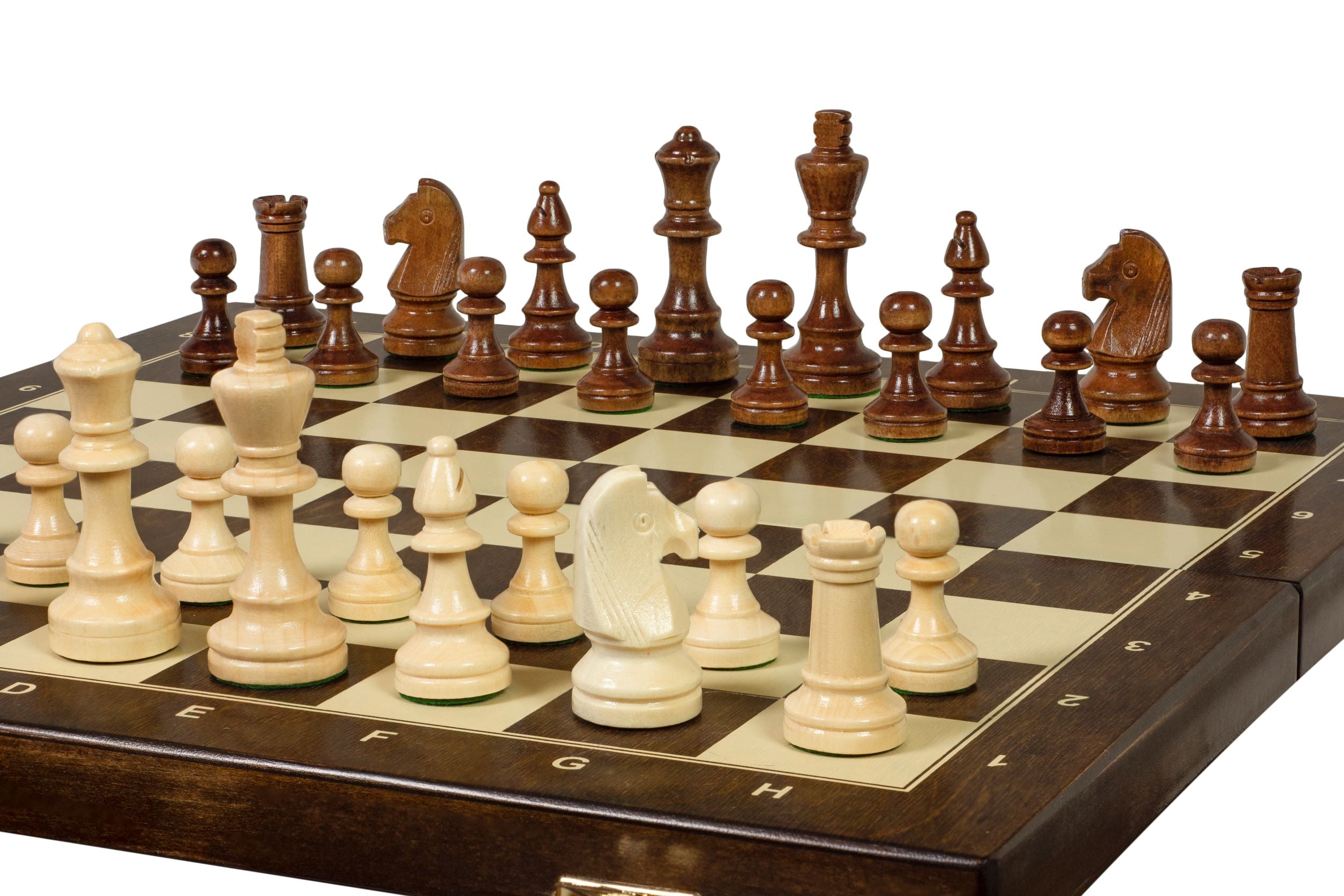 Jeu d'échecs d'entraînement pliant en bois , de grande taille (42 x 42cm) - Ensemble Complet - Jeu d'échecs d'entraînement pliant en bois , de grande taille (42 x 42cm) - Ensemble Complet