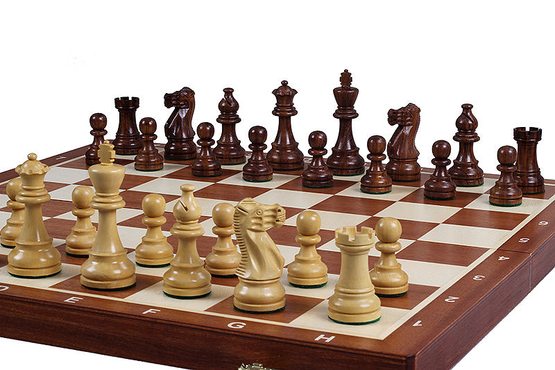 Jeu d'échecs de tournoi avec les pièces American Classic en bois d'acacia et buis  de taille 4 (40x40cm) - L'ensemble complet - Jeu d'échecs de tournoi avec les pièces American Classic en bois d'acacia et buis  de taille 4 (40x40cm) - L'ensemble complet