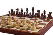 Jeu d'échecs de tournoi avec les pièces American Classic en bois d'acacia et buis  de taille 4 (40x40cm) - L'ensemble complet