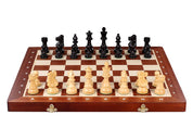Jeu d'échecs de tournoi avec les pièces French en bois teinté de taille 4 (40x40cm) - L'ensemble complet