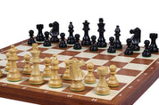 Jeu d'échecs de tournoi avec les pièces French en bois de buis de taille 5 (48x48cm) - L'ensemble complet